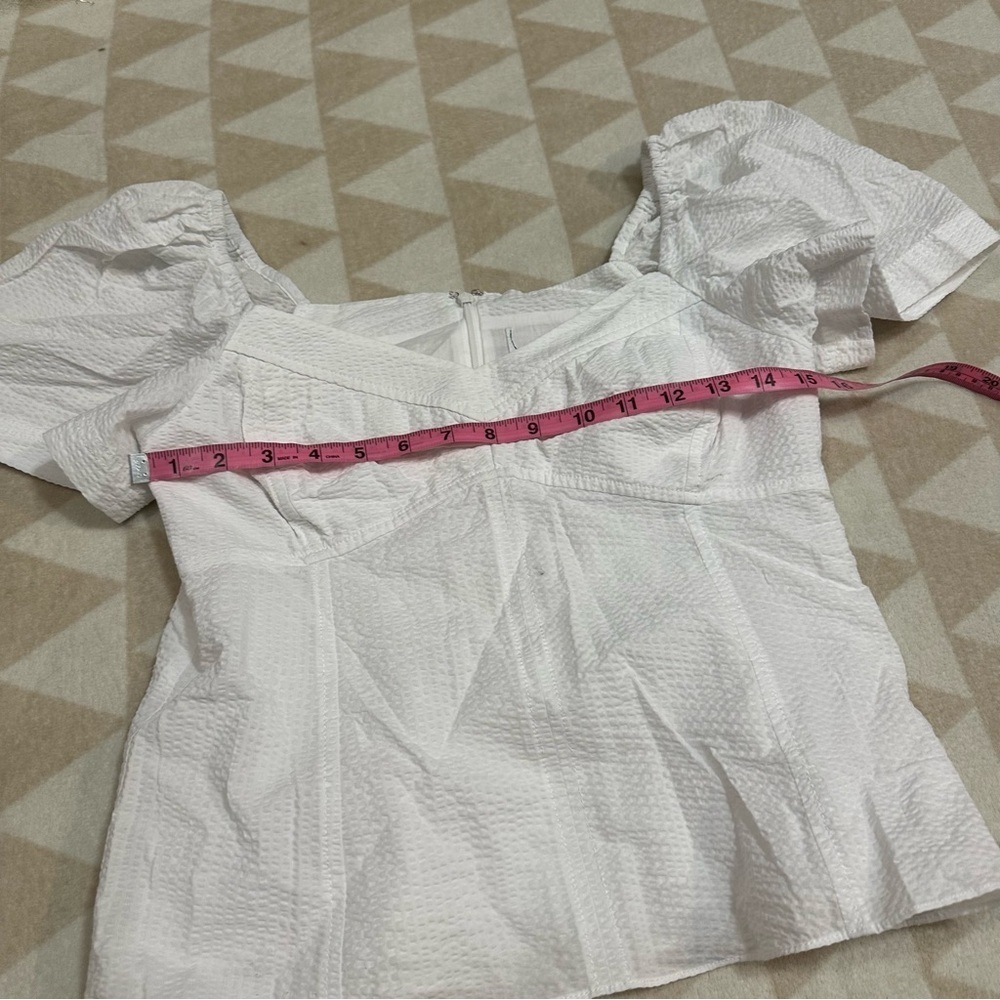 Tanya Taylor sweetheart puff sleeve blouse white - Picture 4 of 4